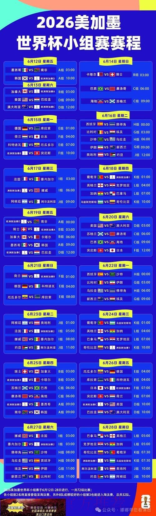 2026世界杯完整赛程详细安排最新时间表怎么看